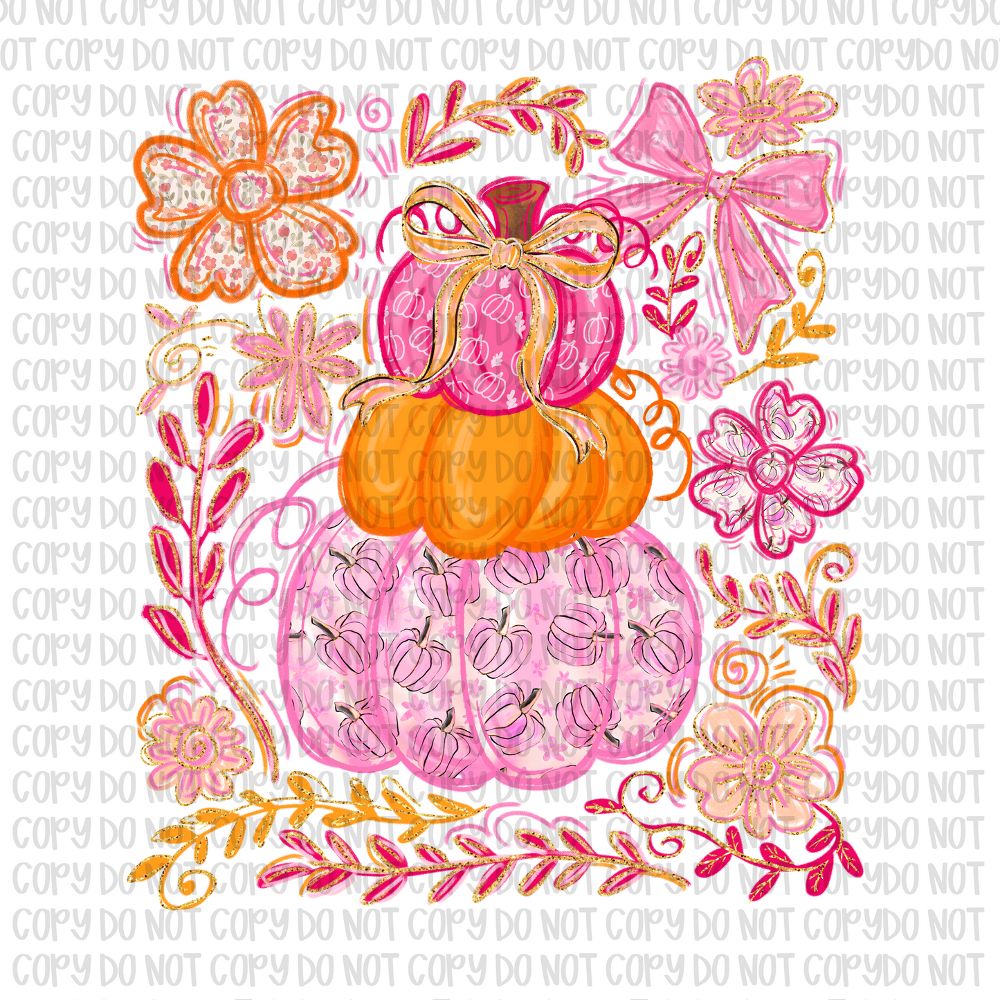 Breast Cancer Preppy Pumpkin Stack