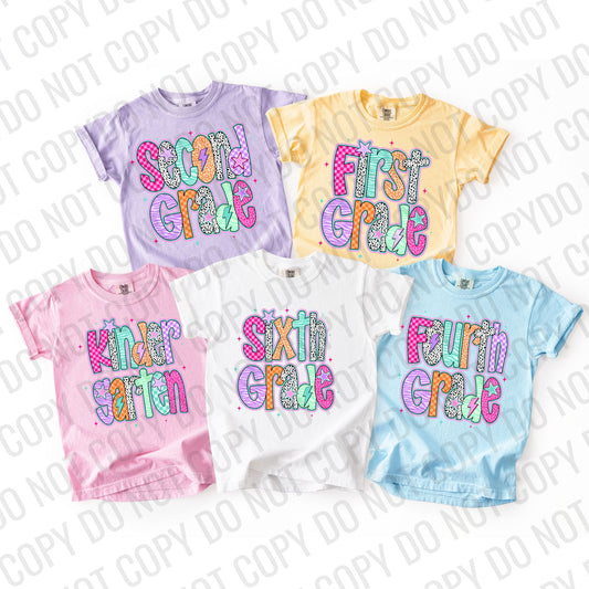 Pinks Retro Grade Levels Day Care-Fifth Grade