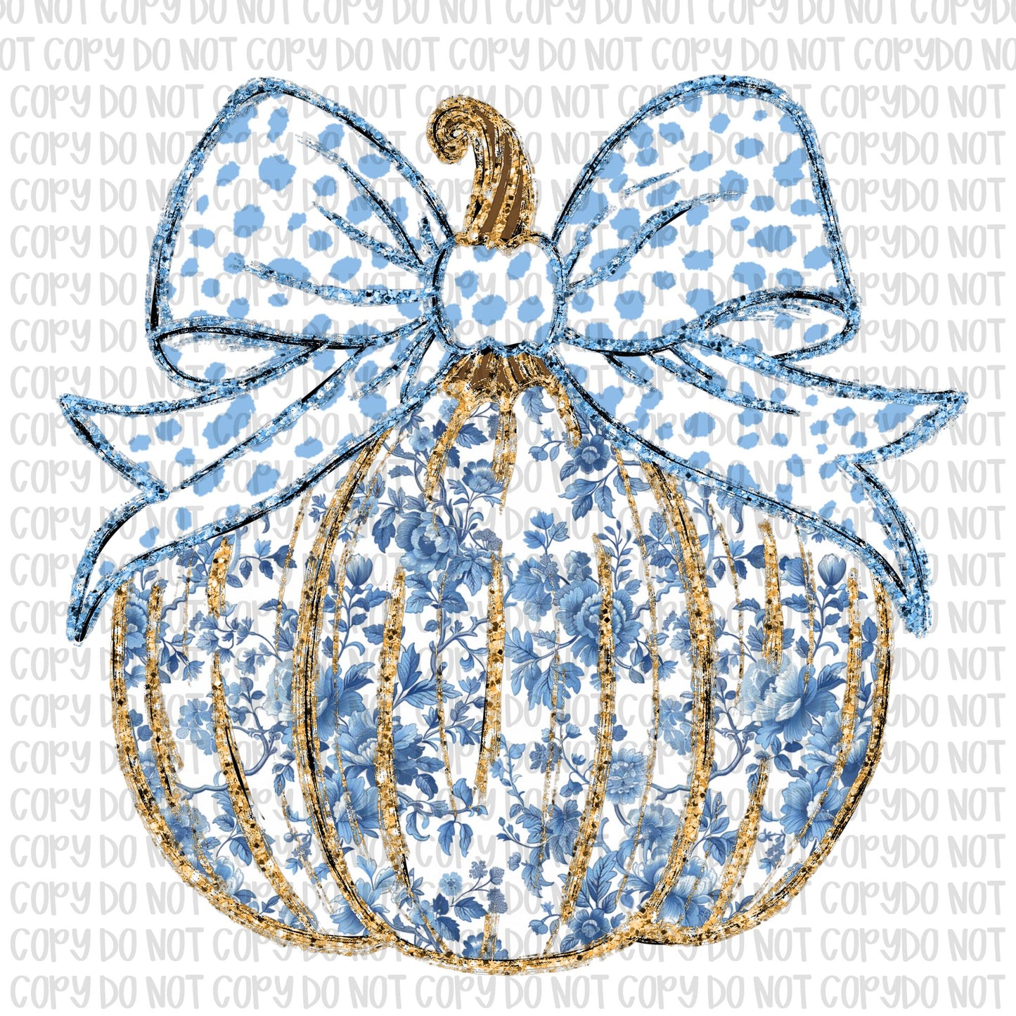 Blue Grand Millennial Pumpkin