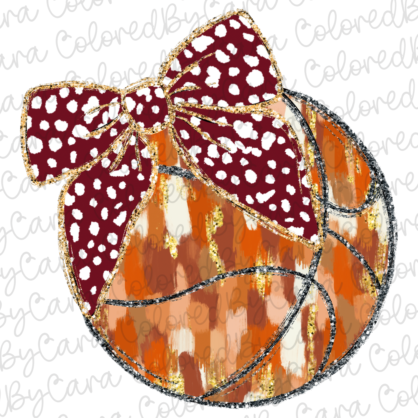 Maroon Bow Coquette Basketball PNG File