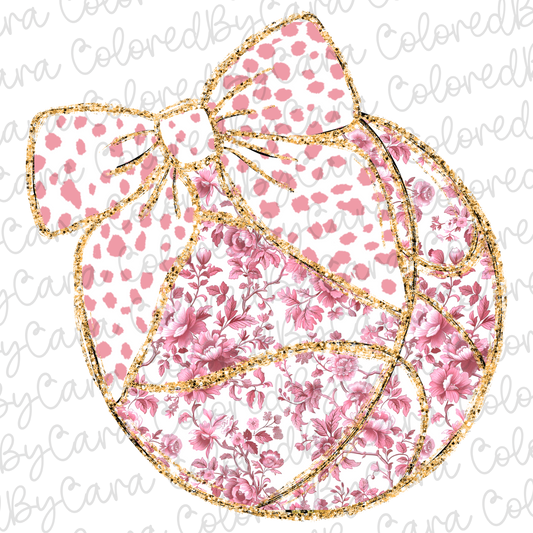 Pink Grand Millennial Coquette Basketball PNG File