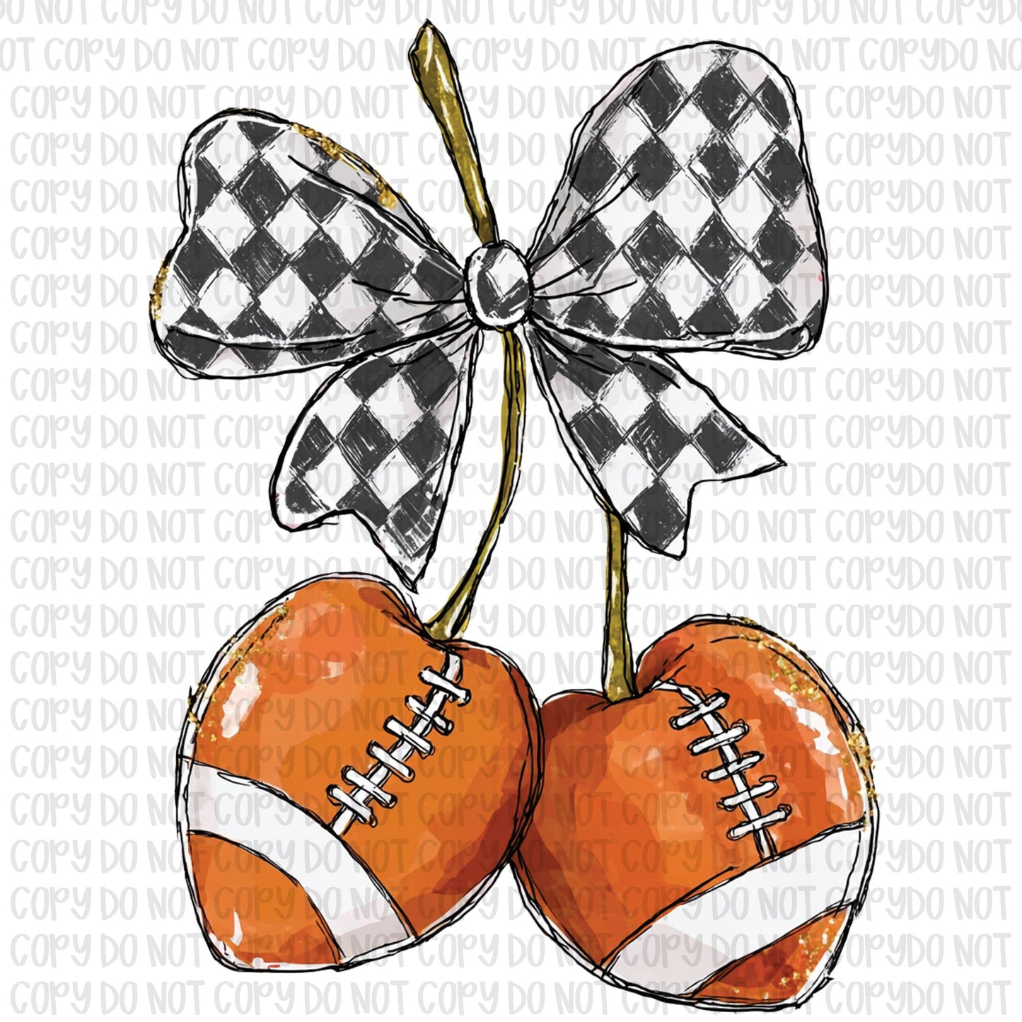 Football Cherries- Watercolor Bow