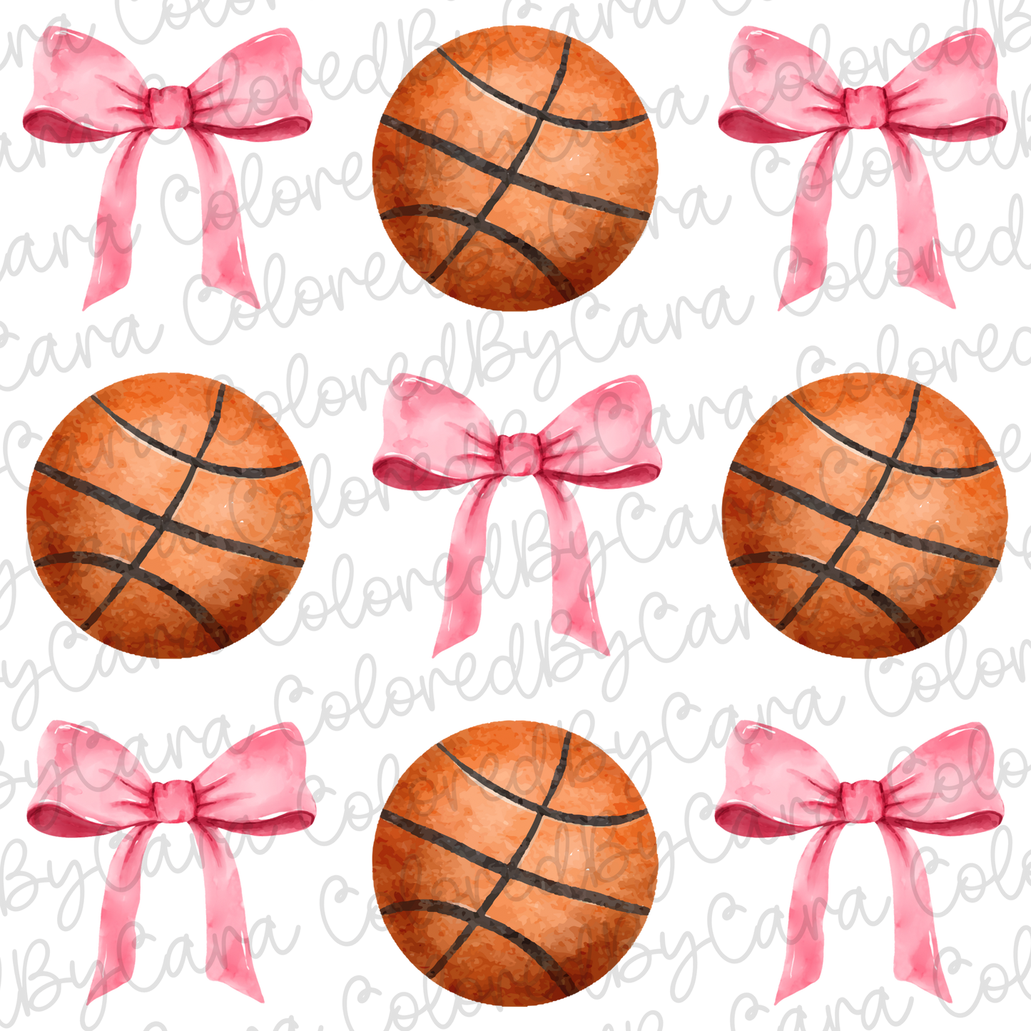 Pink Coquette Bows and Basketballs PNG File