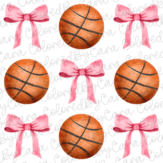 Pink Coquette Bows and Basketballs PNG File