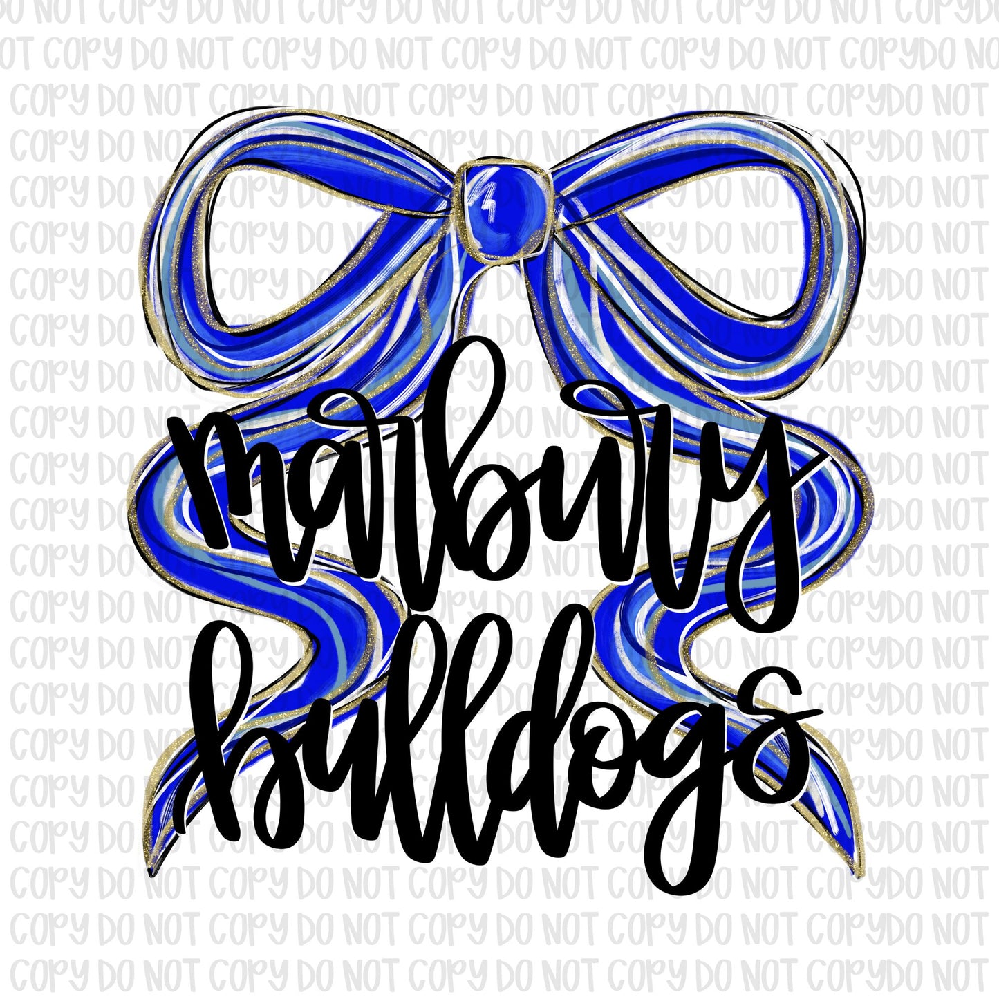 Marbury Bulldogs Bow (Black Text)- UV DTF STICKER