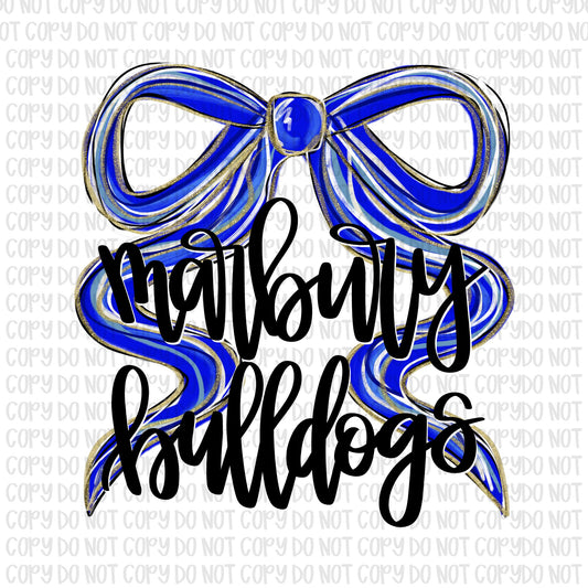 Marbury Bulldogs Bow (Black Text)- UV DTF STICKER