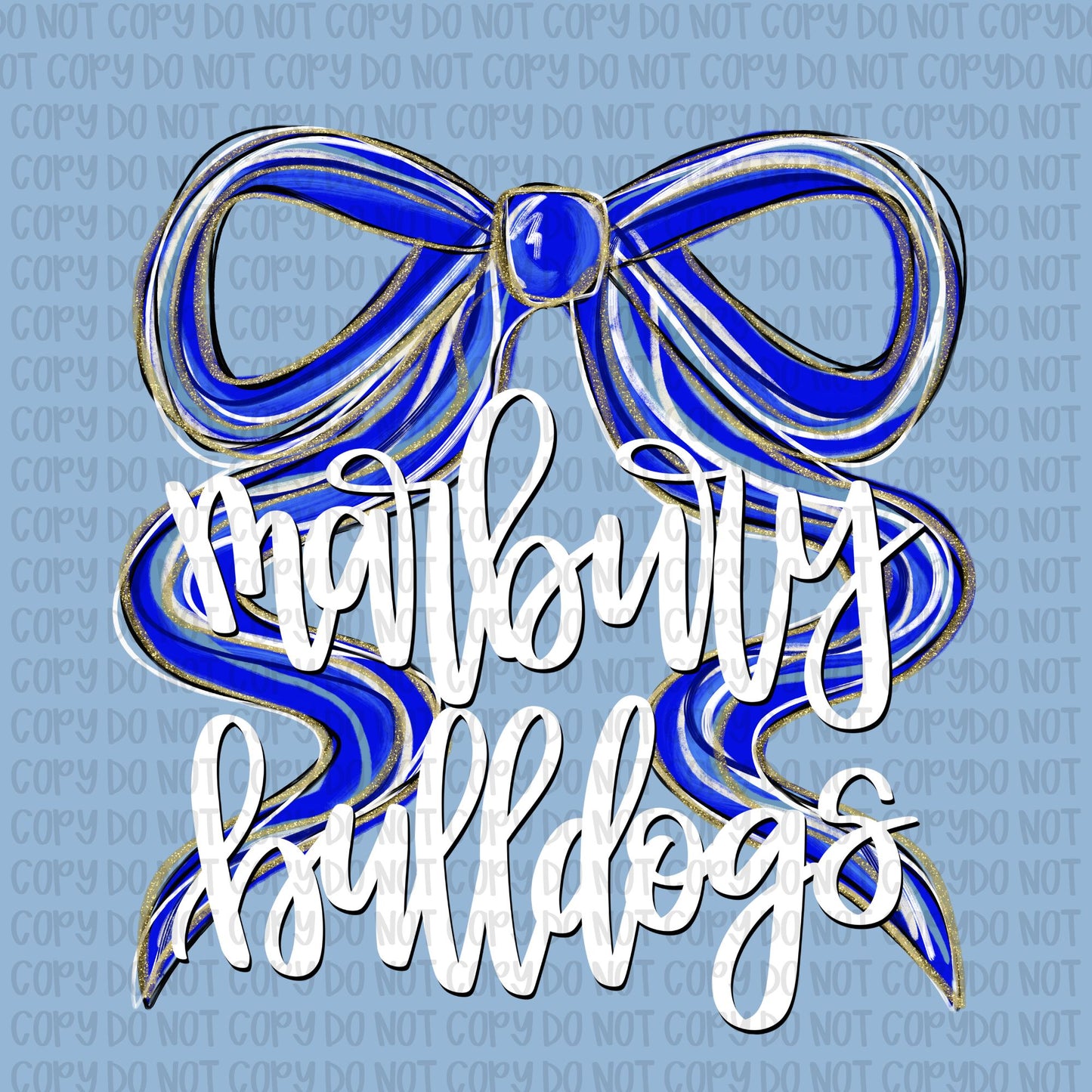 Marbury Bulldogs Bow (White Text)- UV DTF STICKER