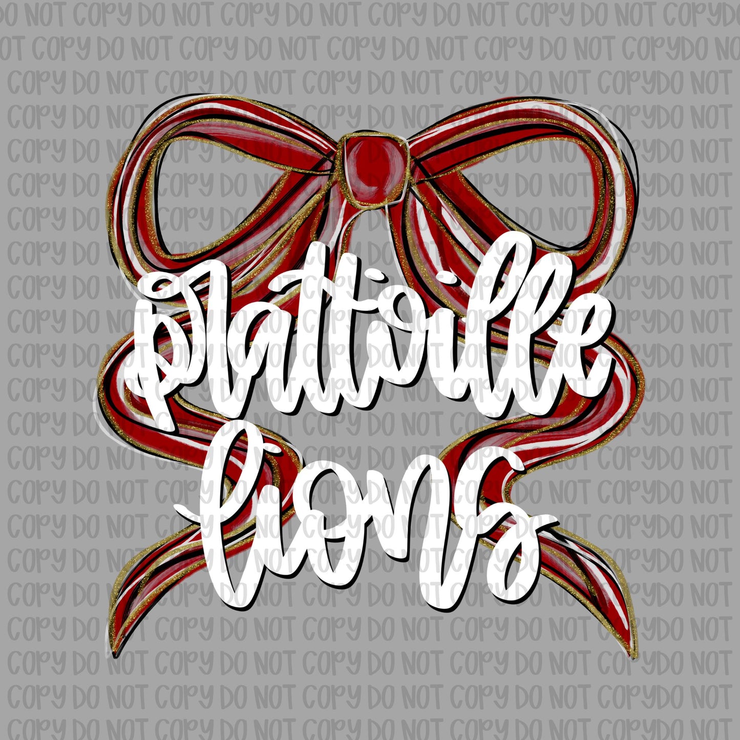 Prattville Lions Bow (White Text)- UV DTF STICKER