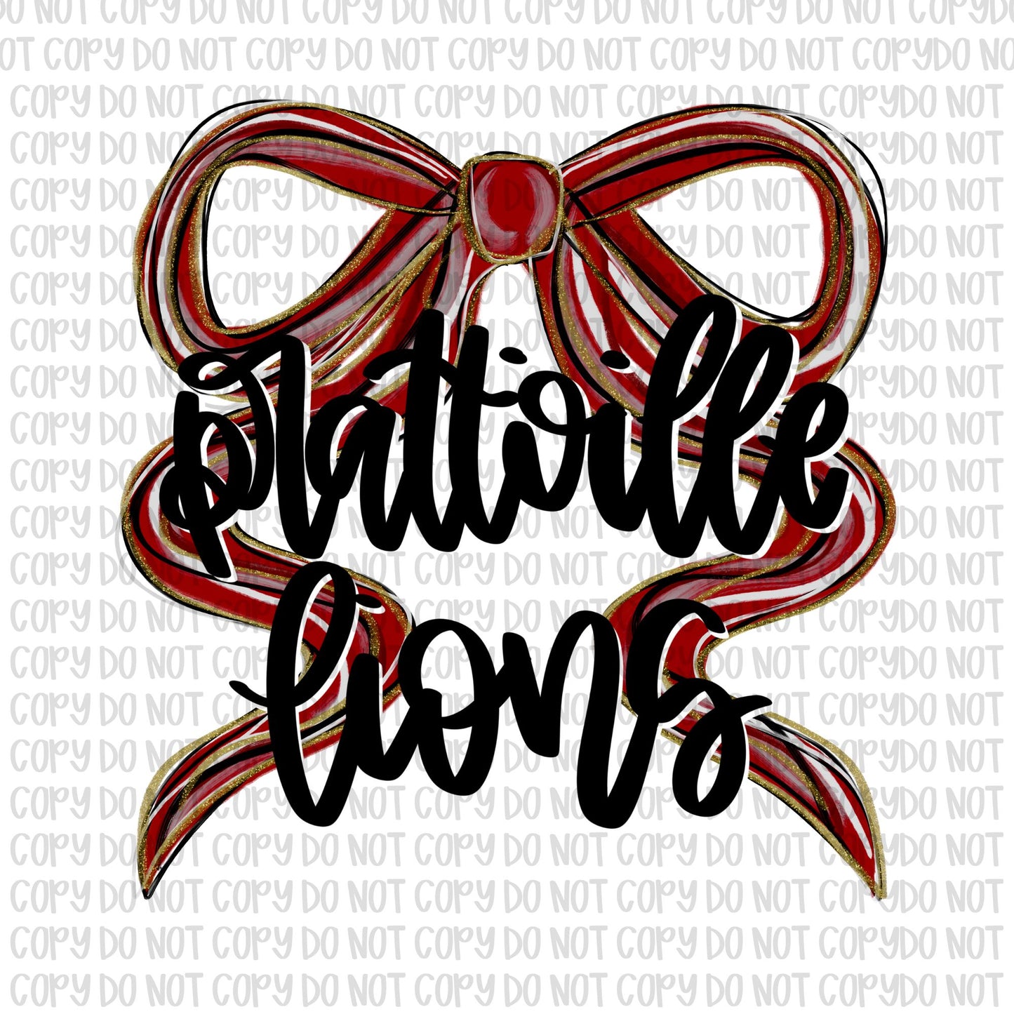 Prattville Lions Bow (Black Text)- UV DTF STICKER