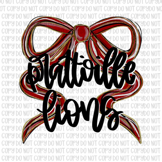 Prattville Lions Bow (Black Text)- UV DTF STICKER