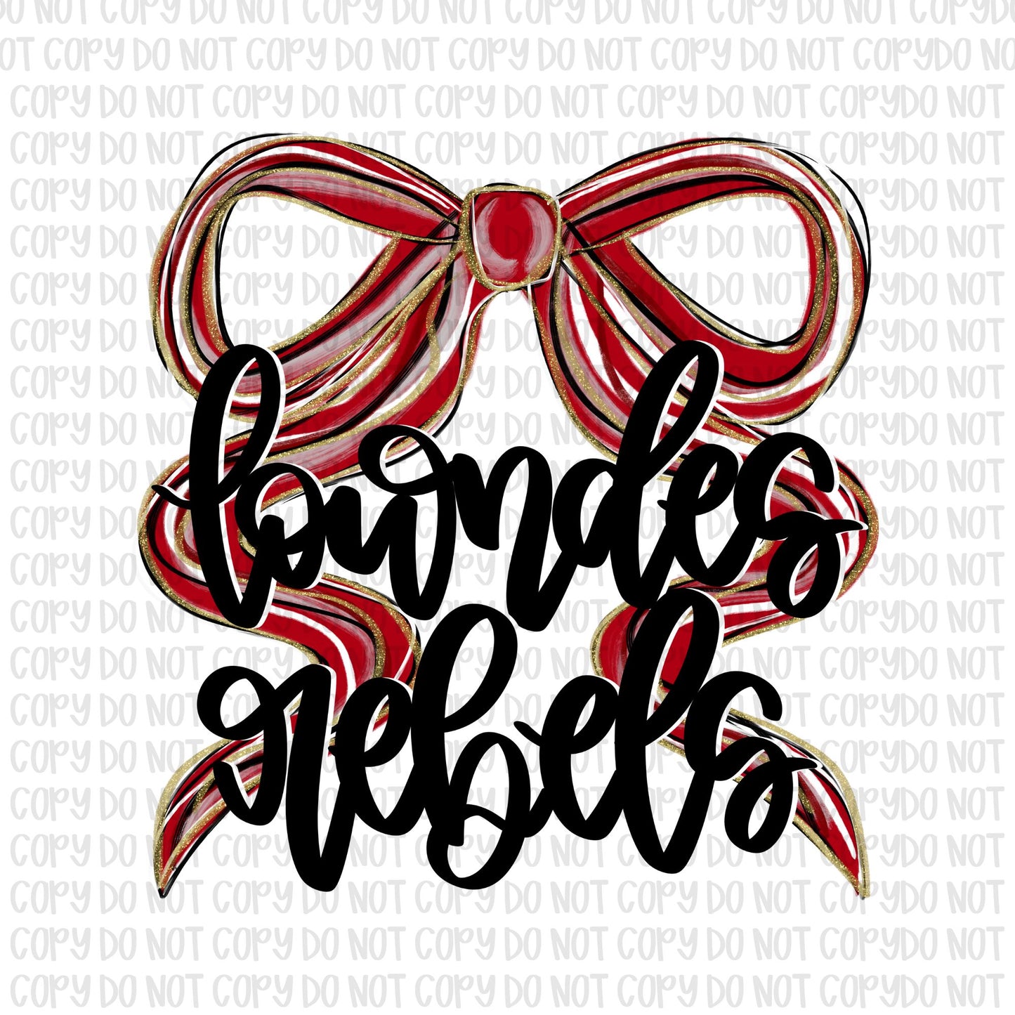 Lowndes Rebels Bow (Black Text)- UV DTF STICKER