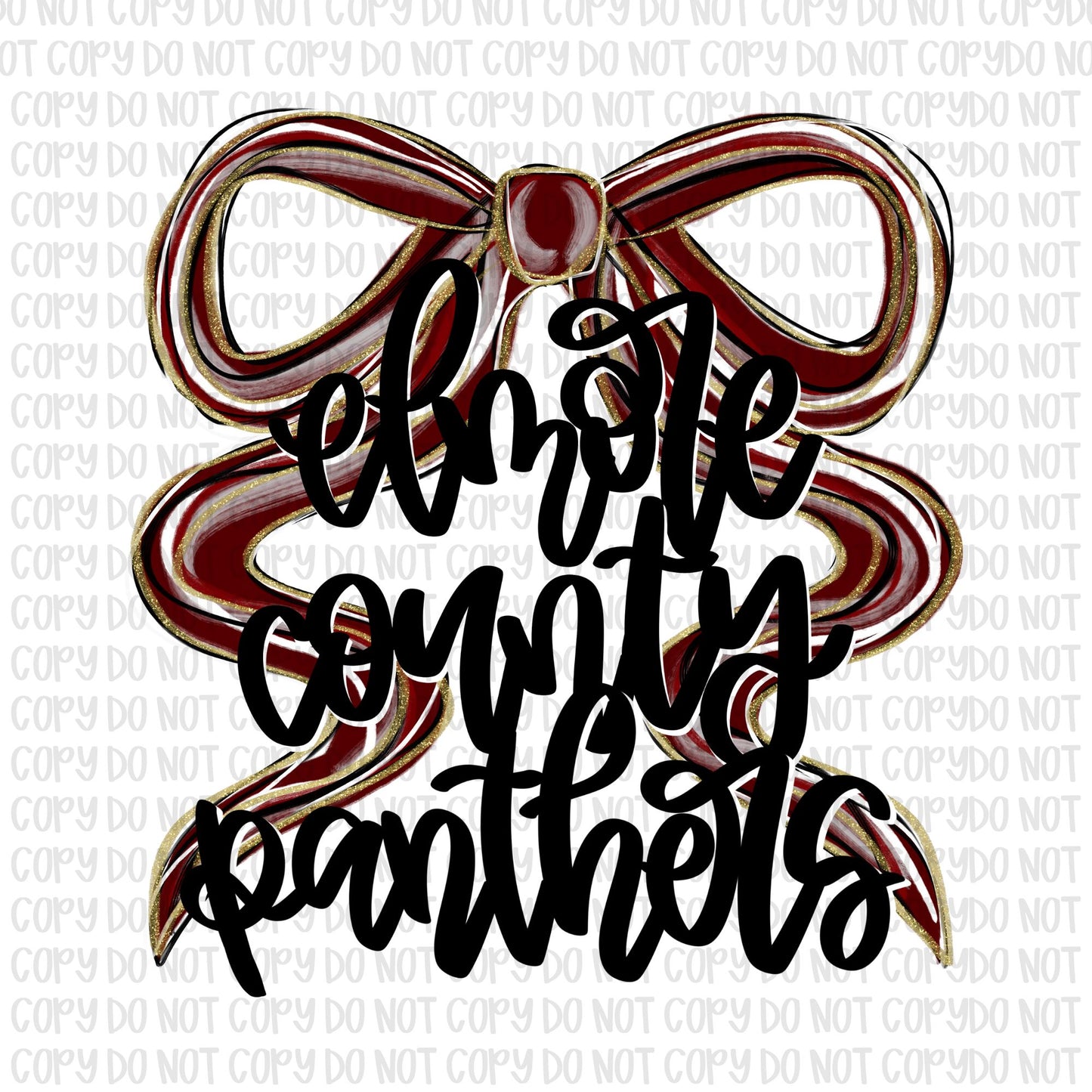 Elmore County Panthers Bow (Black Text)- UV DTF STICKER