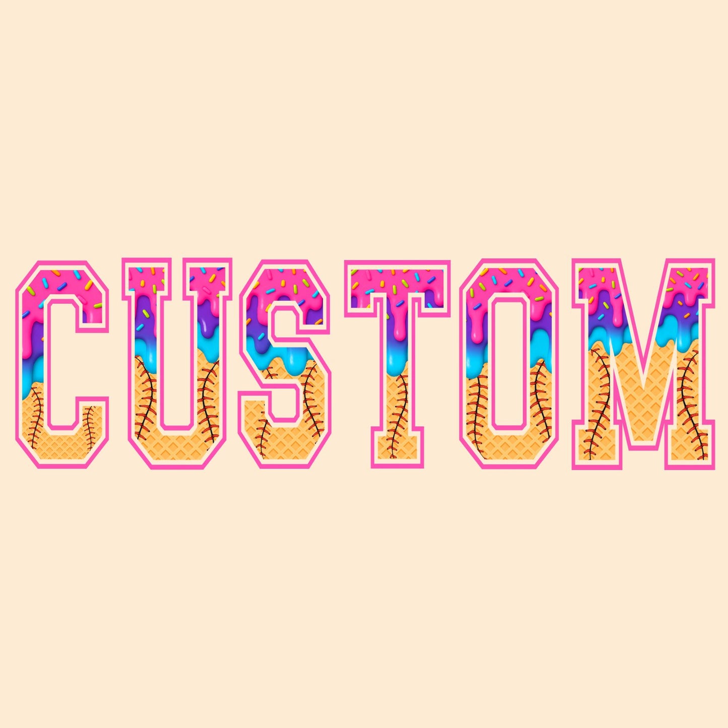 Custom Baseball Drip Word- UV DTF STICKER