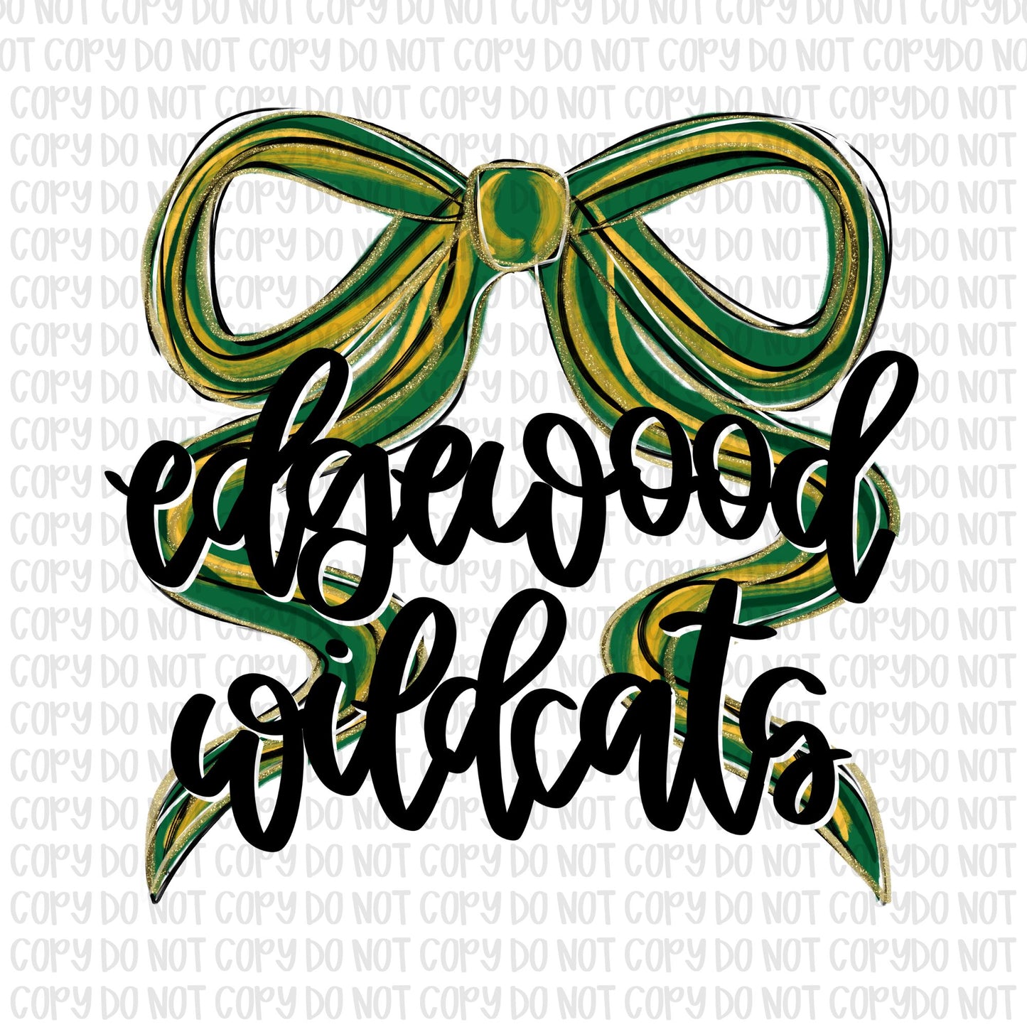 Edgewood Wildcats Bow (Black Text)- UV DTF STICKER