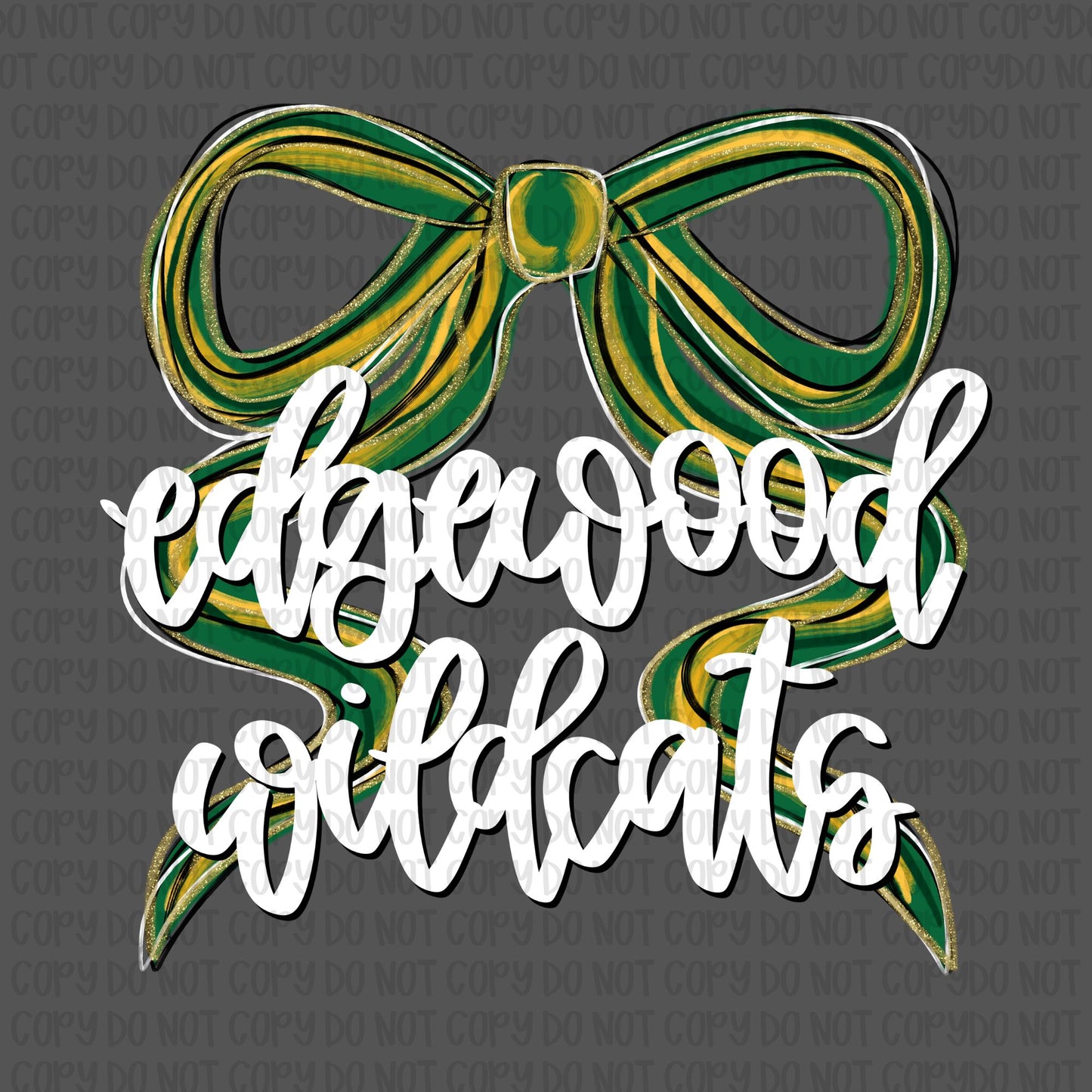Edgewood Wildcats Bow (White Text)- UV DTF STICKER