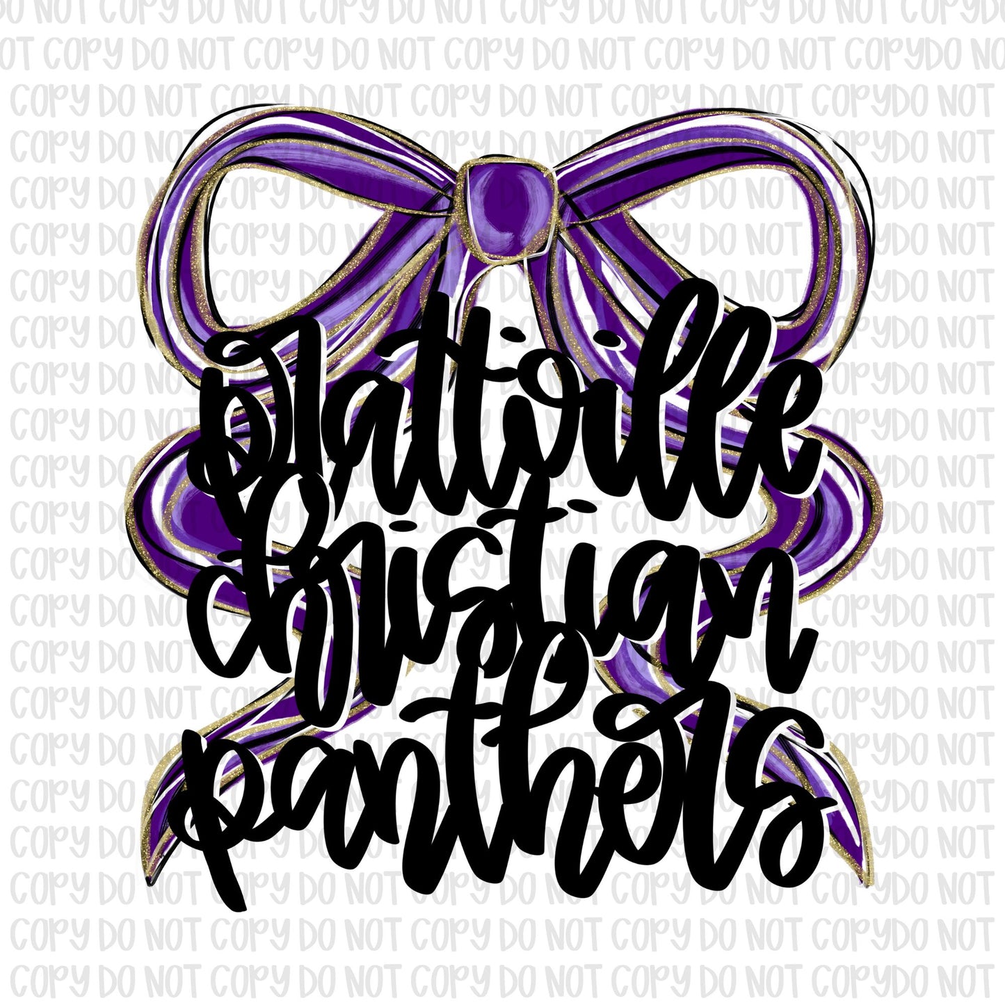 PCA Panthers Bow (Black Text)- UV DTF STICKER