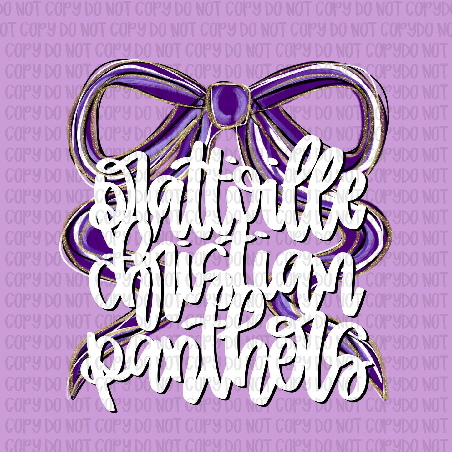 PCA Panthers Bow (White Text)- UV DTF STICKER