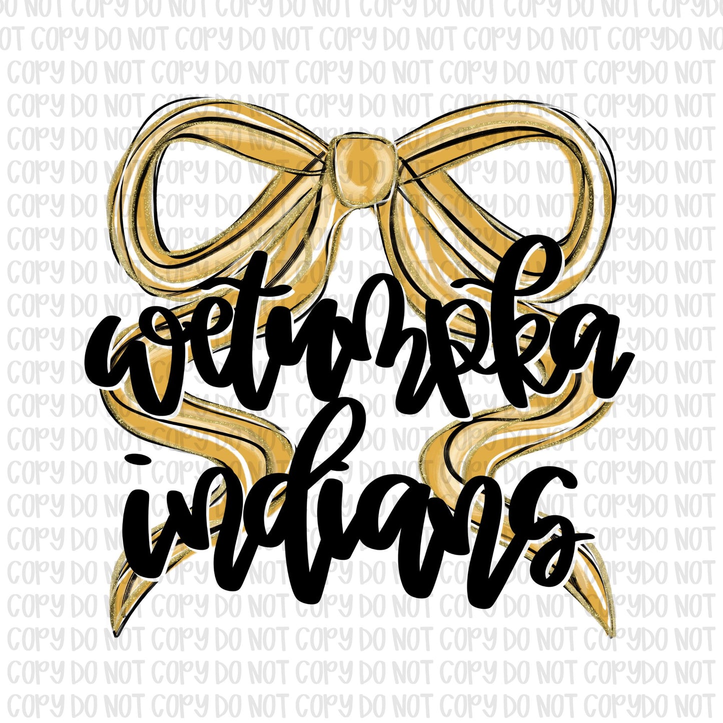 Wetumpka Indians Bow (Black Text)- UV DTF STICKER