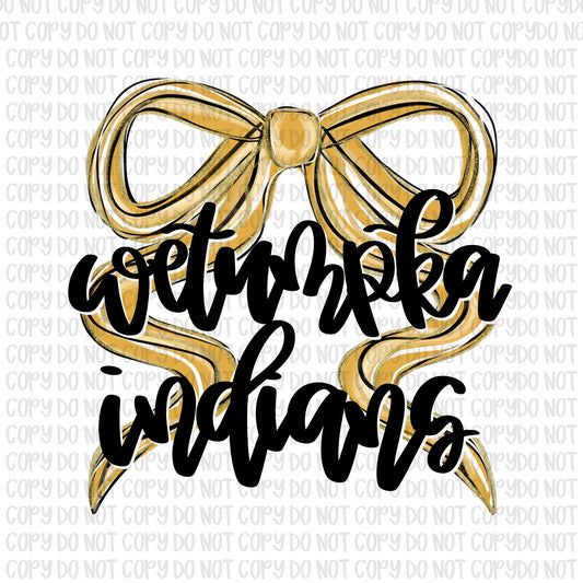 Wetumpka Indians Bow (Black Text)- UV DTF STICKER