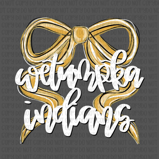 Wetumpka Indians Bow (White Text)- UV DTF STICKER