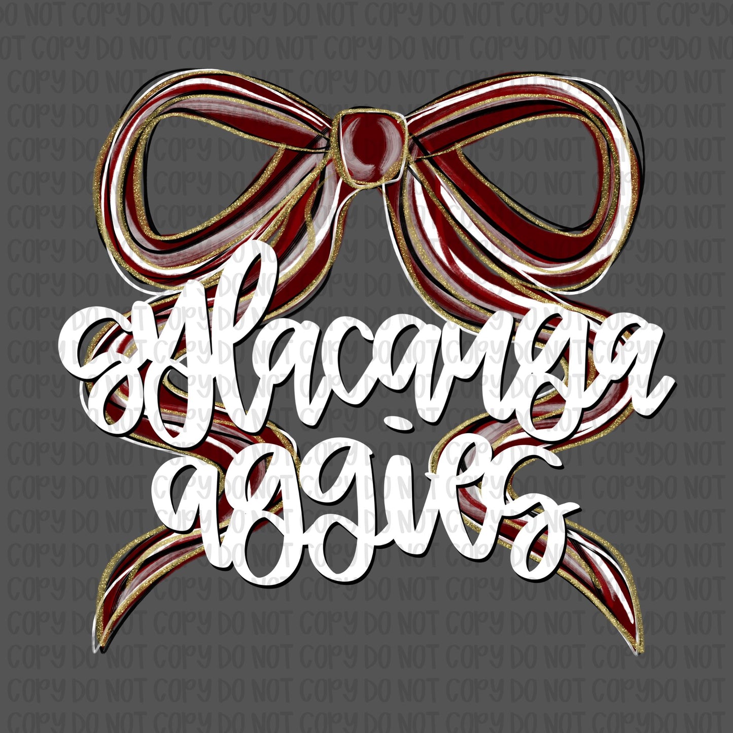 Sylacauga Aggies Bow (White Text)- UV DTF STICKER