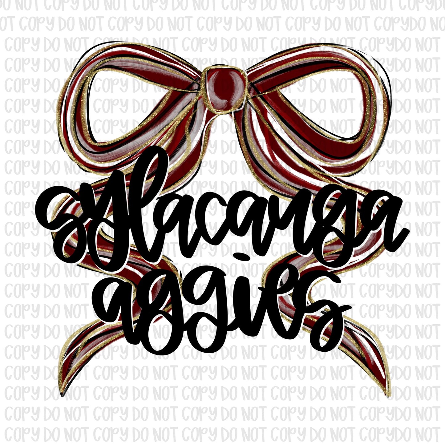 Sylacauga Aggies Bow (Black Text)- UV DTF STICKER