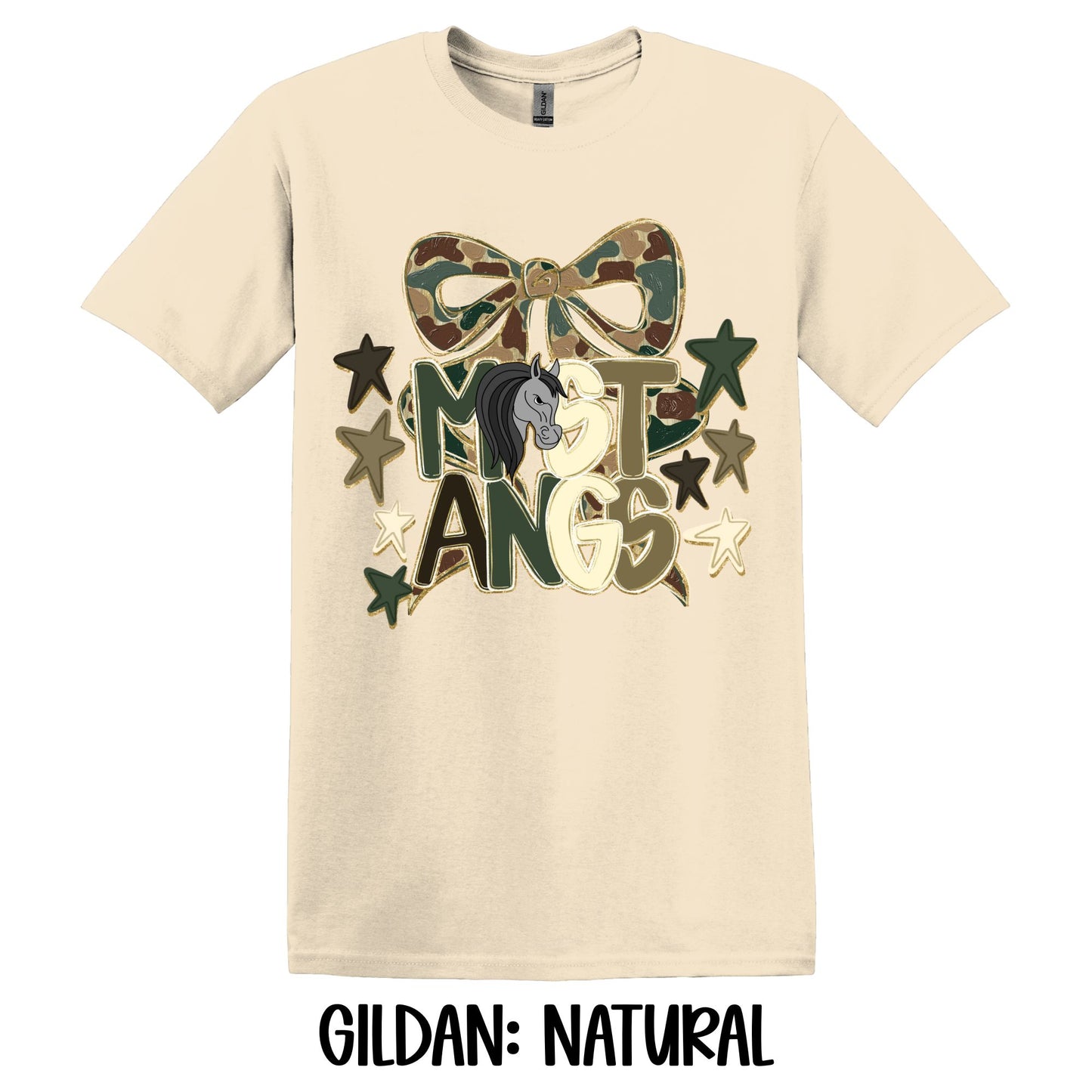 Mustangs Camo Bow- Gildan YOUTH