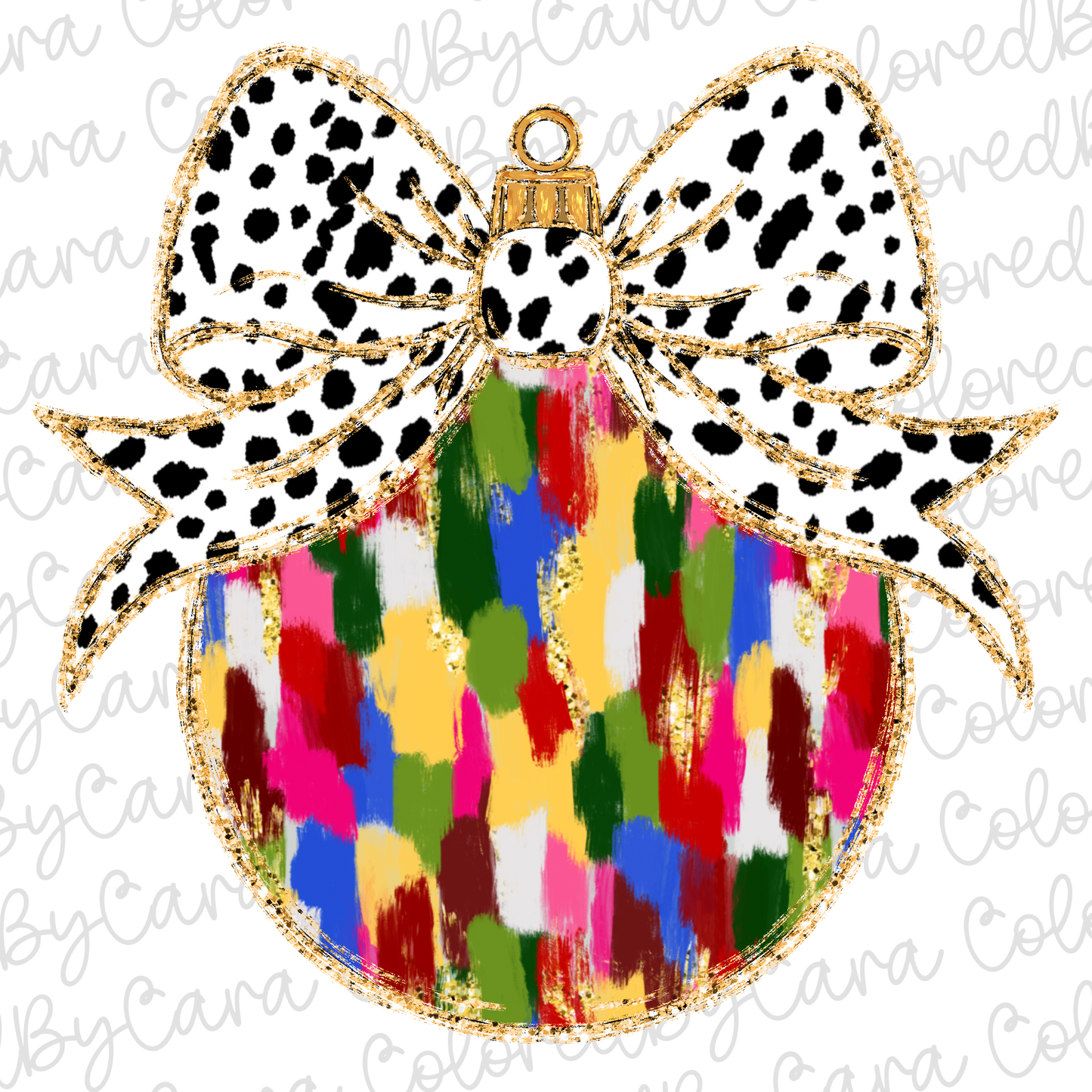 Colorful Coquette Christmas Ornament PNG File