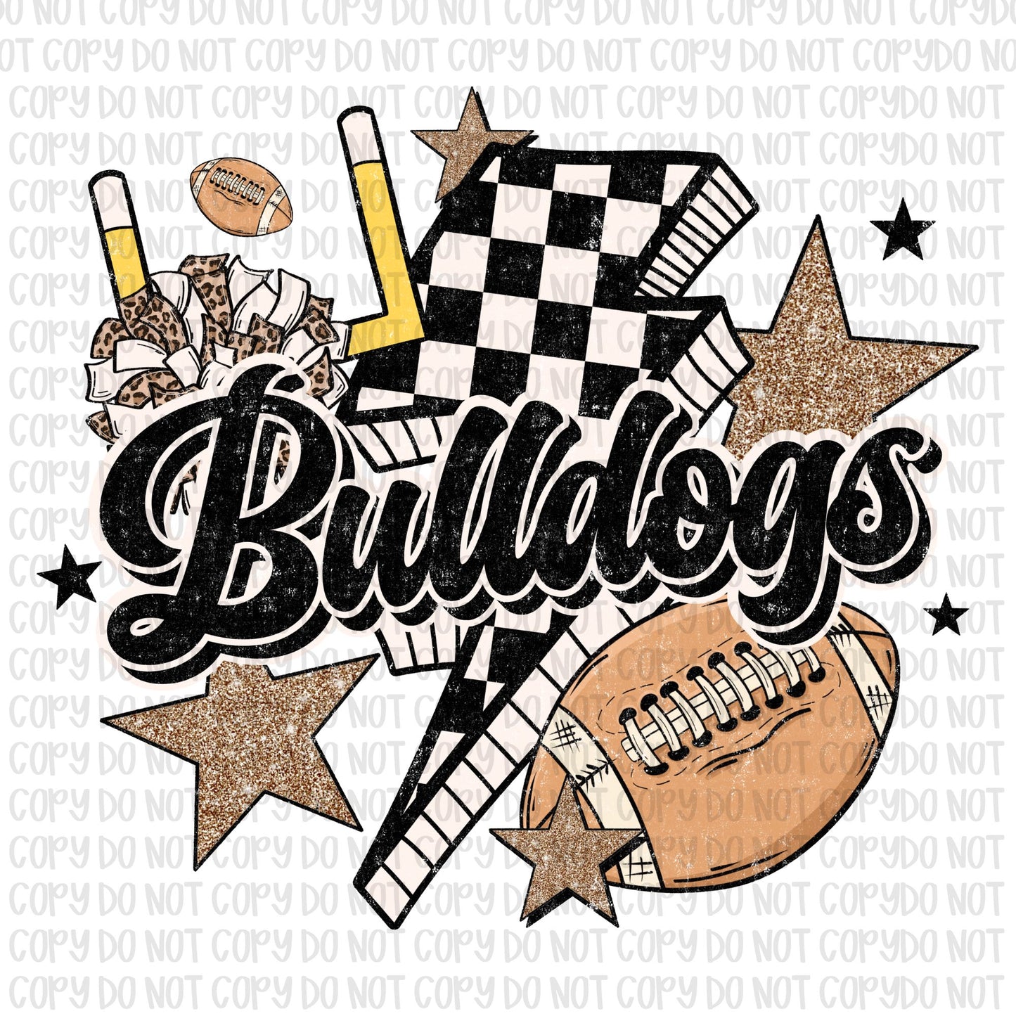 Retro Checkered Bulldogs Football