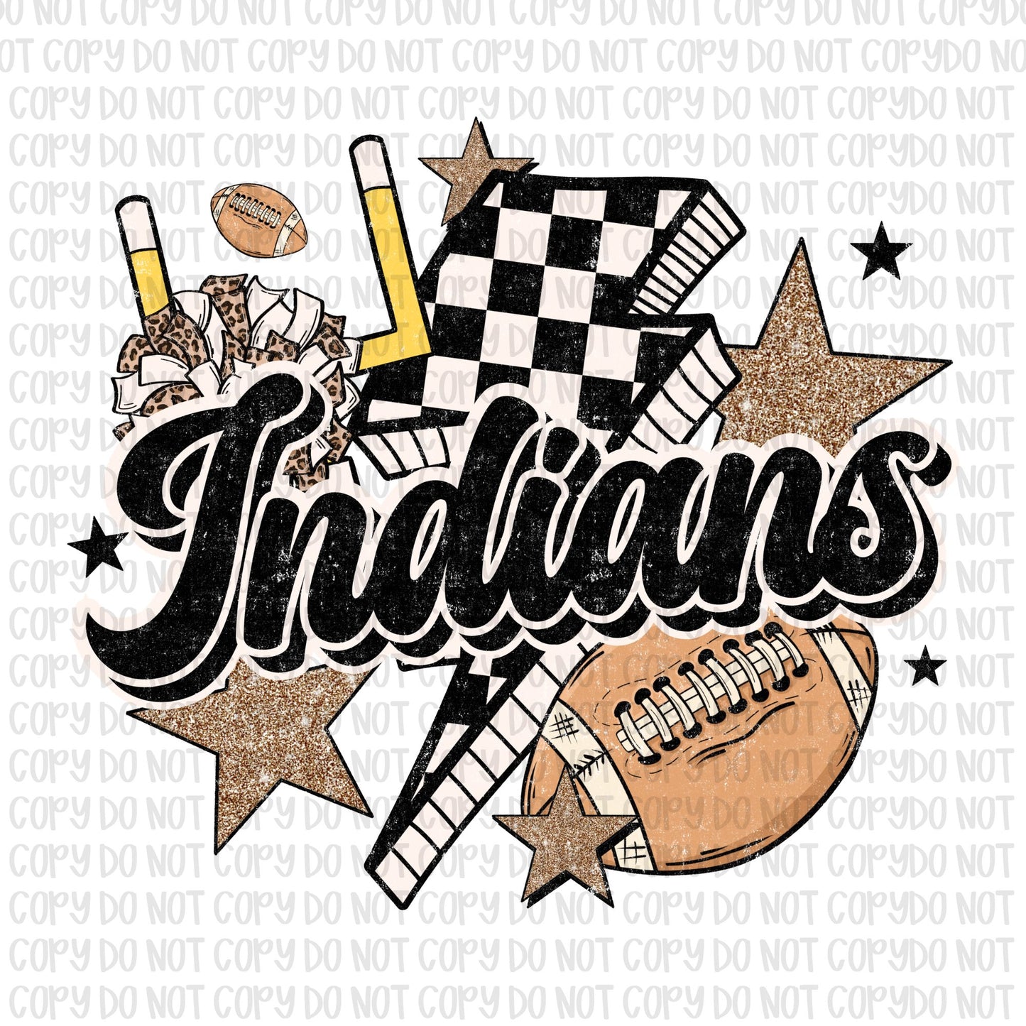 Retro Checkered Indians Football