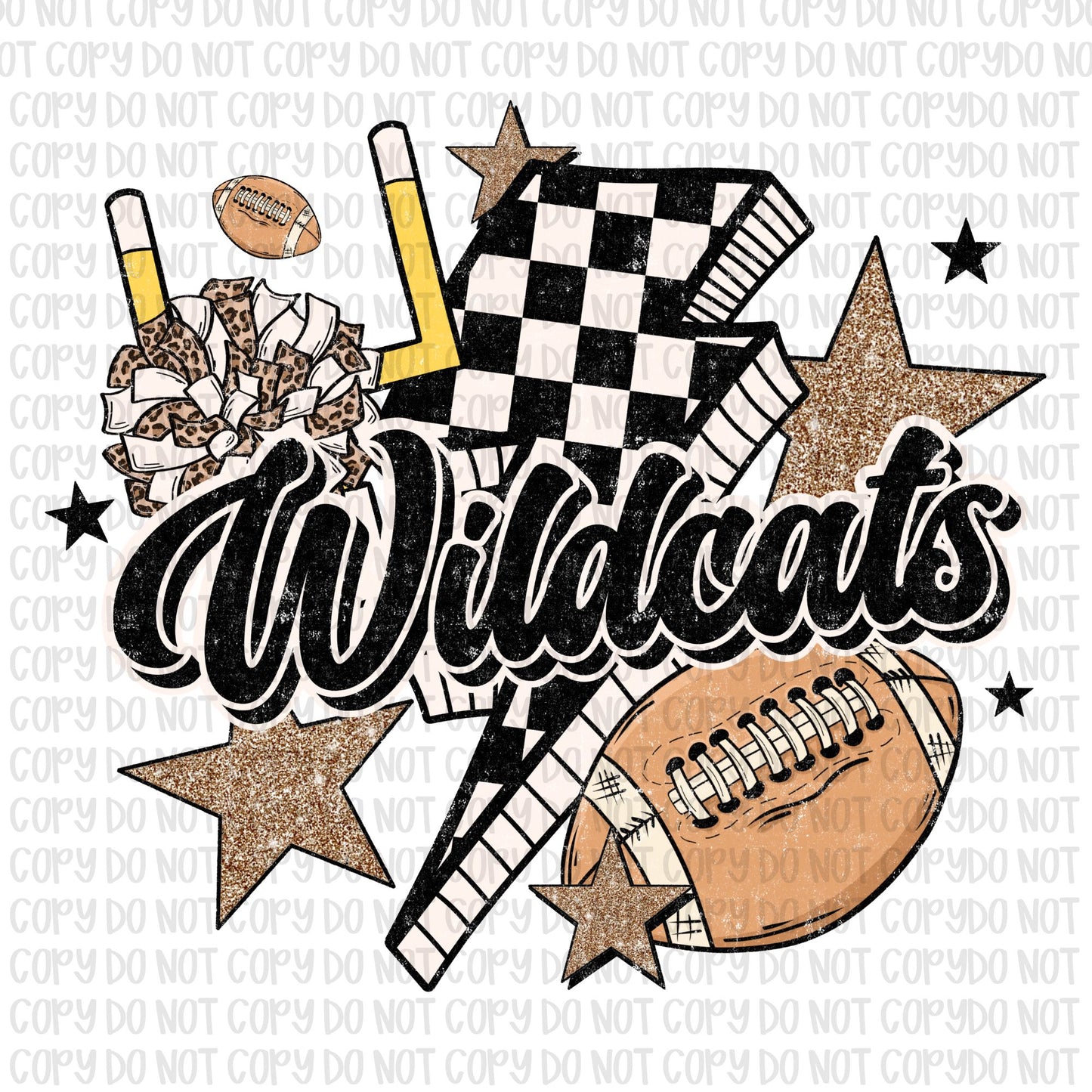 Retro Checkered Wildcats Football