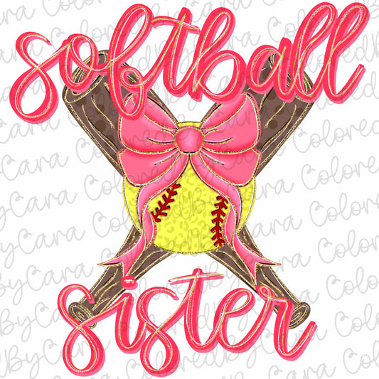 Preppy pink softball sister