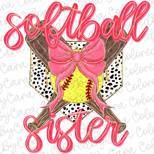 Preppy pink softball sister Dalmatian
