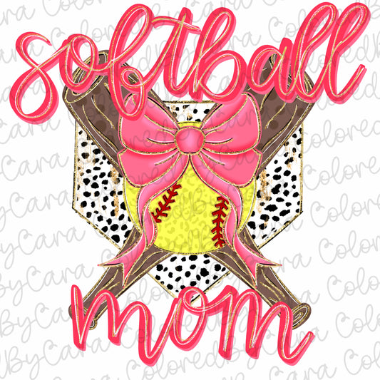 Preppy pink softball mom Dalmatian