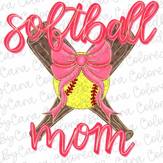 Preppy pink softball mom