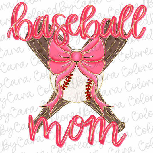 Preppy pink baseball mom