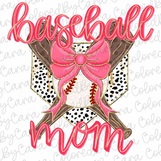 Preppy pink baseball mom Dalmatian