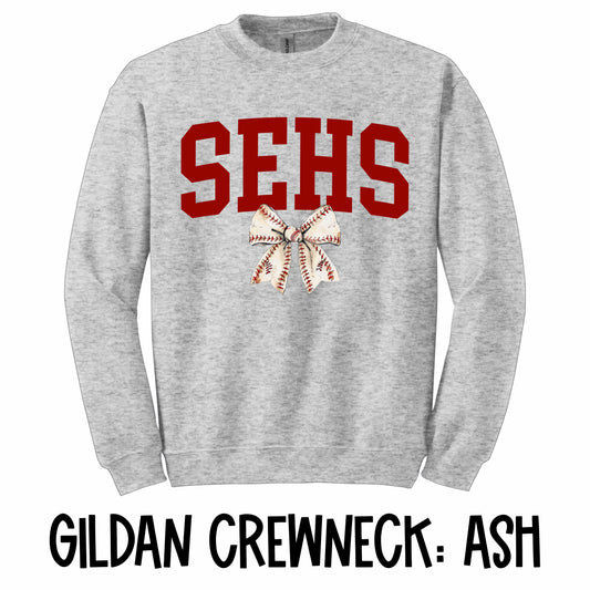 SEHS Coquette Baseball Bow Crewneck Youth