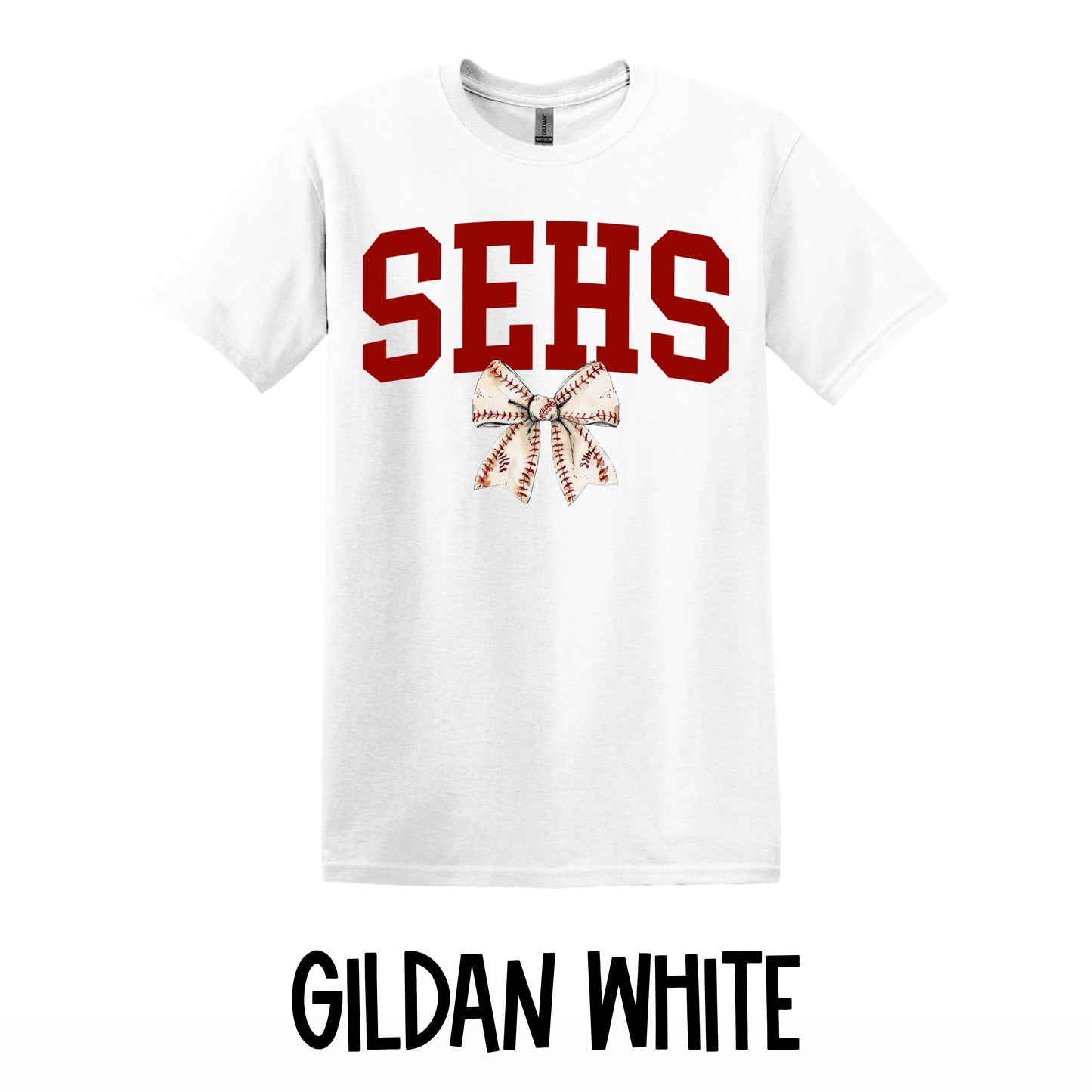 SEHS Coquette Baseball Bow T-Shirt~Gildan