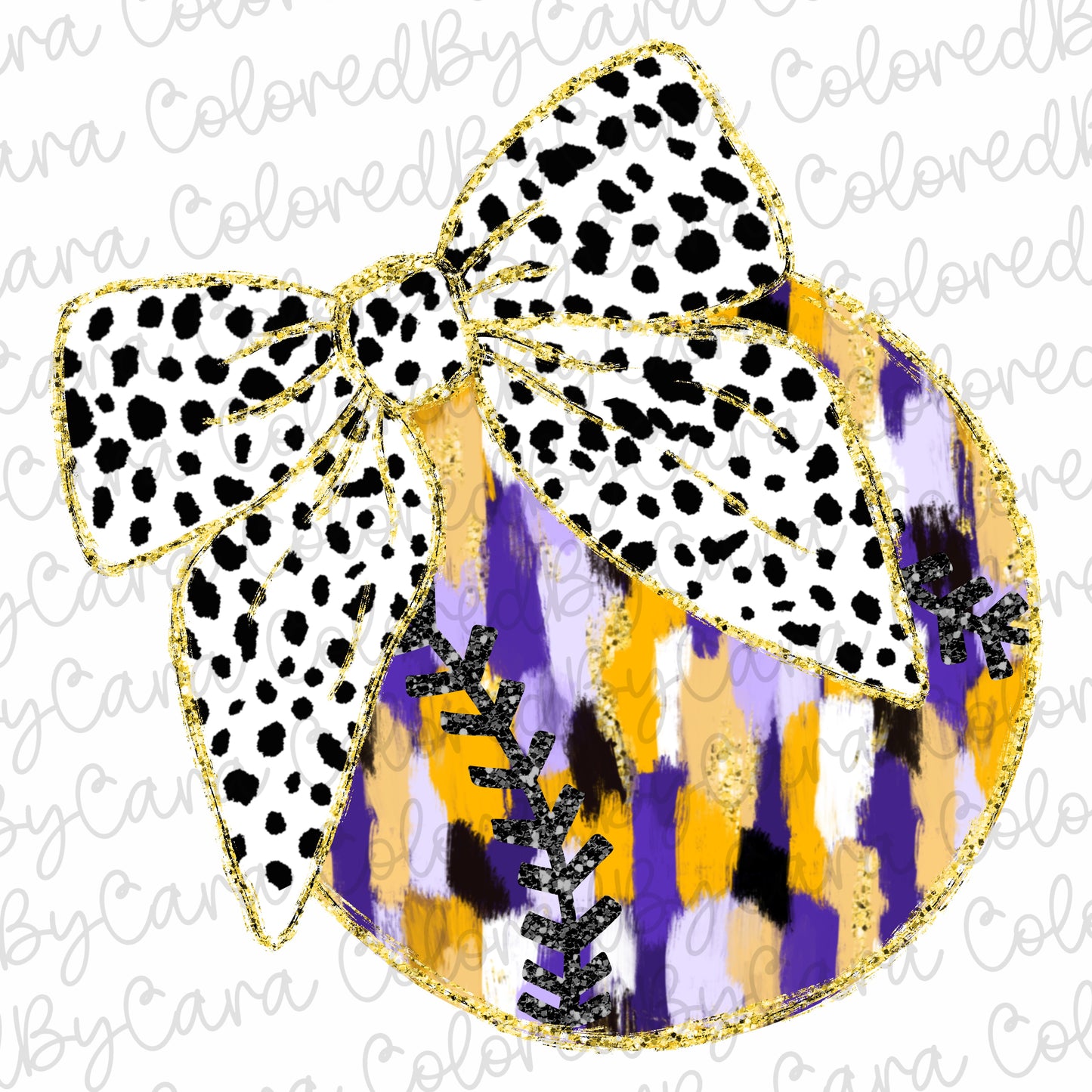 Purple and gold coquette baseball PNG