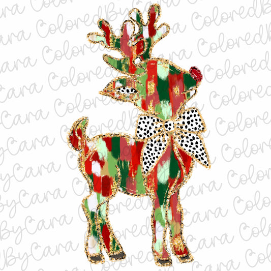 Christmas Coquette Reindeer PNG File