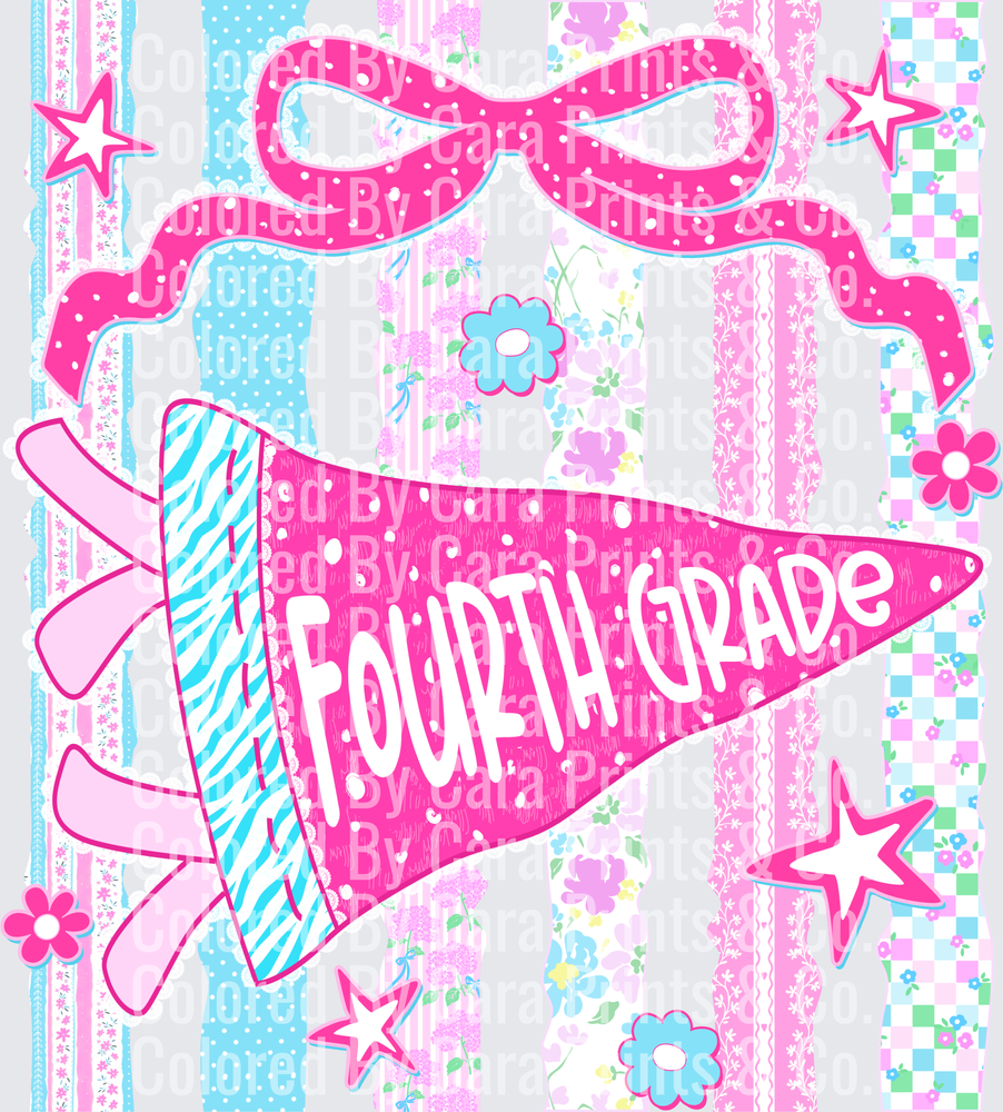 Retro Striped Fourth Grade Pennant