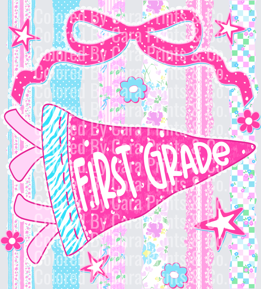 Retro Striped First Grade Pennant