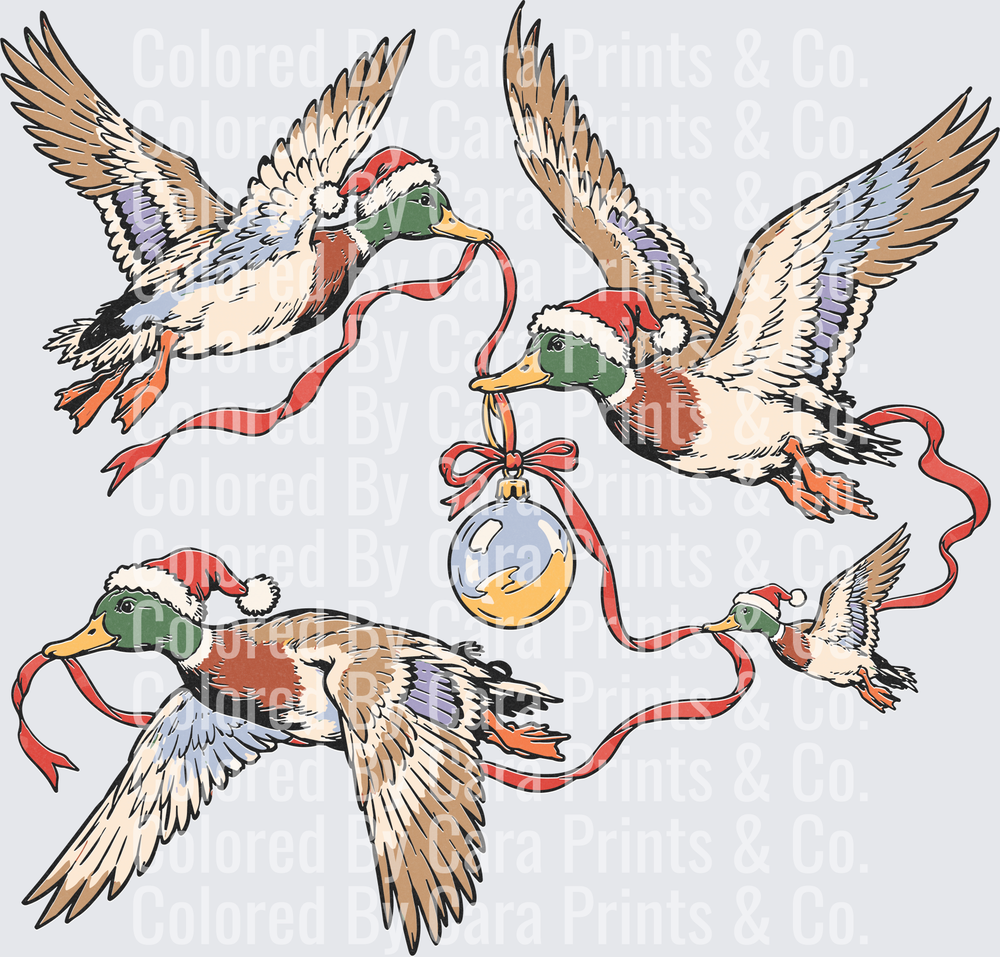 Christmas Mallard Ducks-distressed