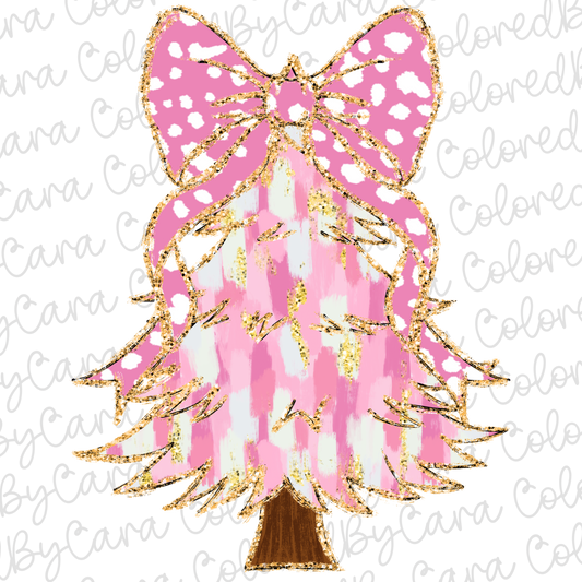 Baby Pink Coquette Christmas Tree PNG File