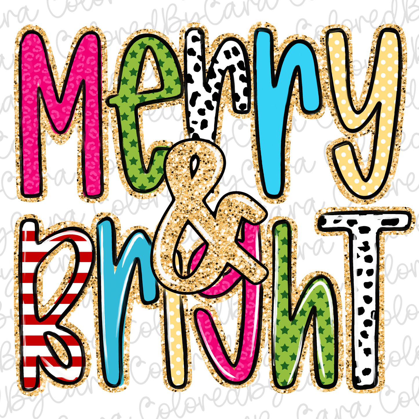 Merry & Bright Christmas PNG File