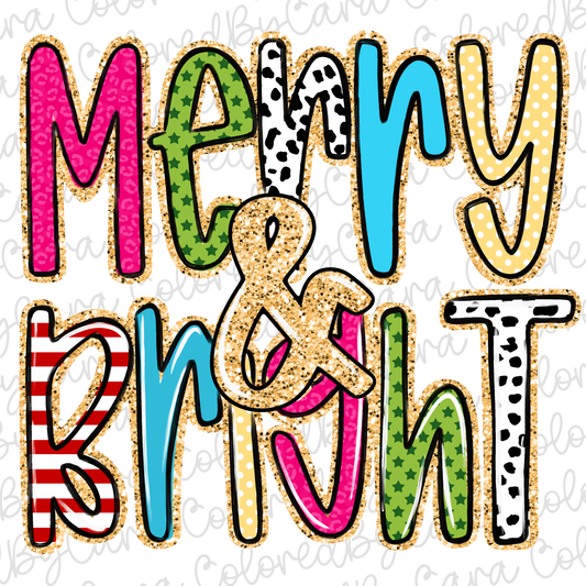 Merry & Bright Christmas PNG File