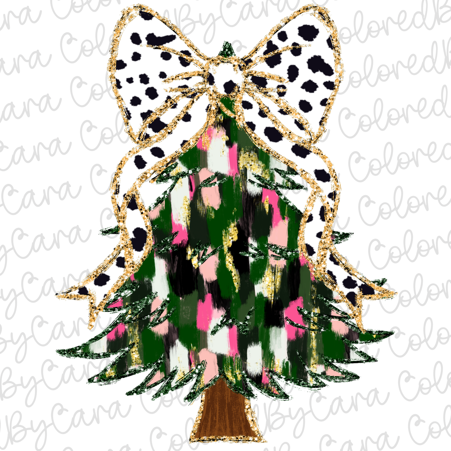 Green and Pink Coquette Christmas Tree PNG File