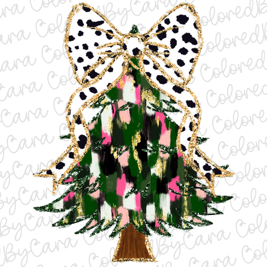 Green and Pink Coquette Christmas Tree PNG File