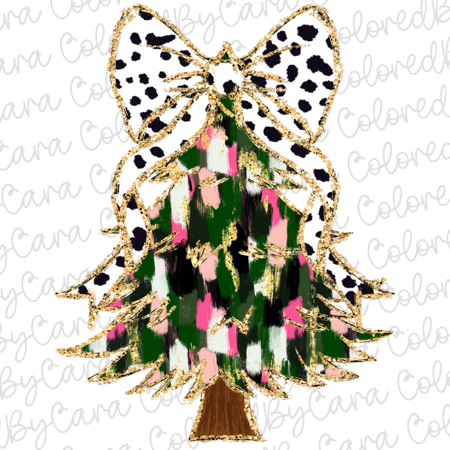 Green and Pink Coquette Christmas Tree PNG File